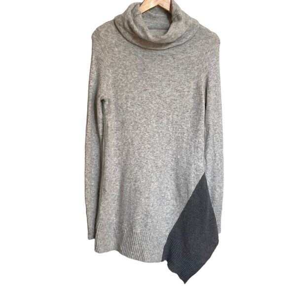 The Limited Turtleneck Wool Alpaca Blend Two Tone Sweater Gray Asymmetric - Picture 1 of 5